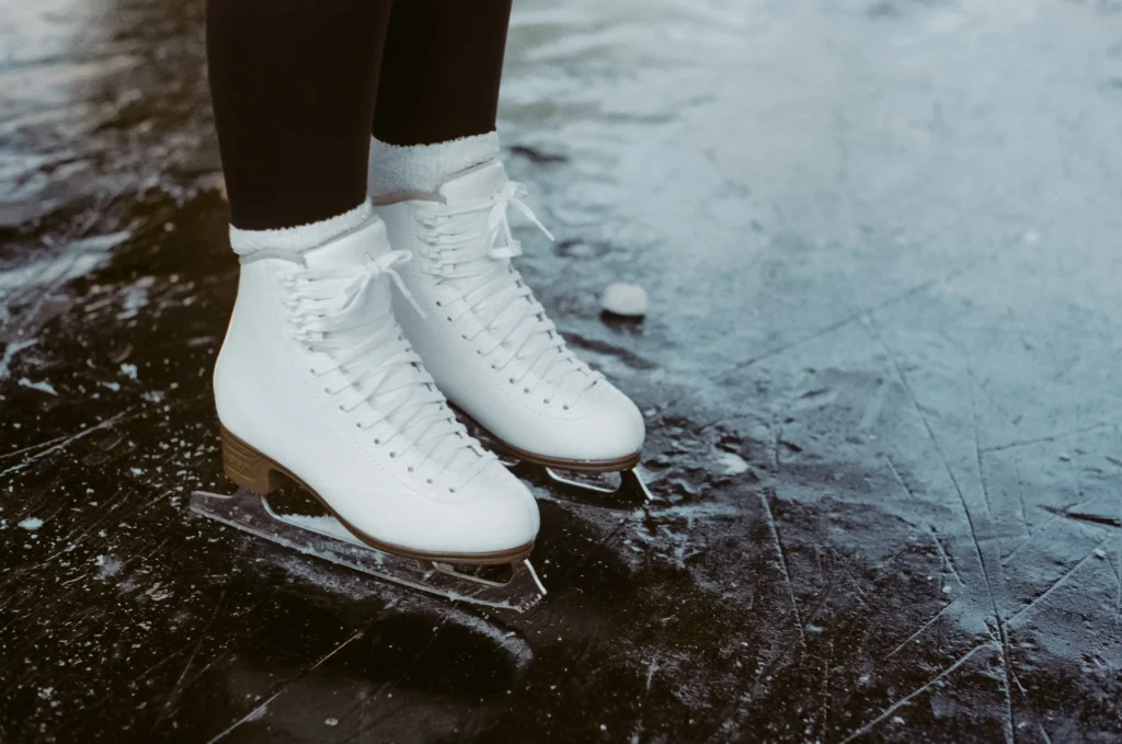 Close-up of ice skating shoes